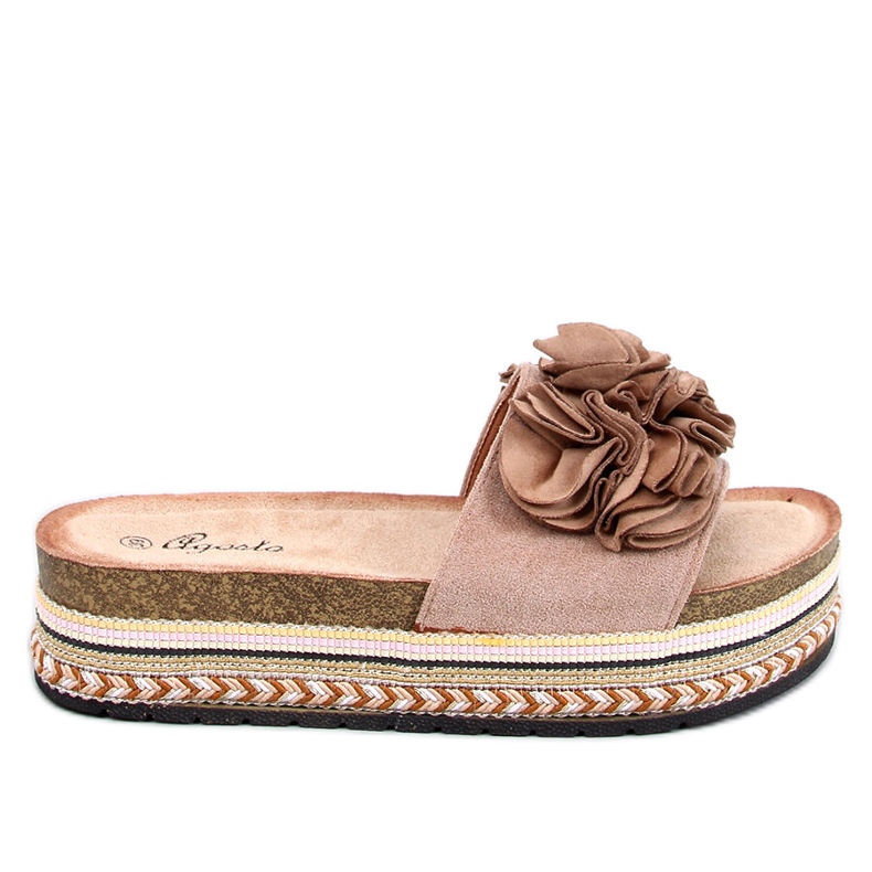 Raven Khaki Flip-Flops mit dicker, bunter Sohle beige