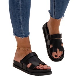 Schwarze Kassis-Flip-Flops mit Klettverschluss