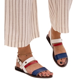 Damensandalen mit Innenausstattung aus Serrata-Leder blau