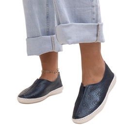 Durchbrochene Bernice-Schuhe aus dunkelblauem Leder