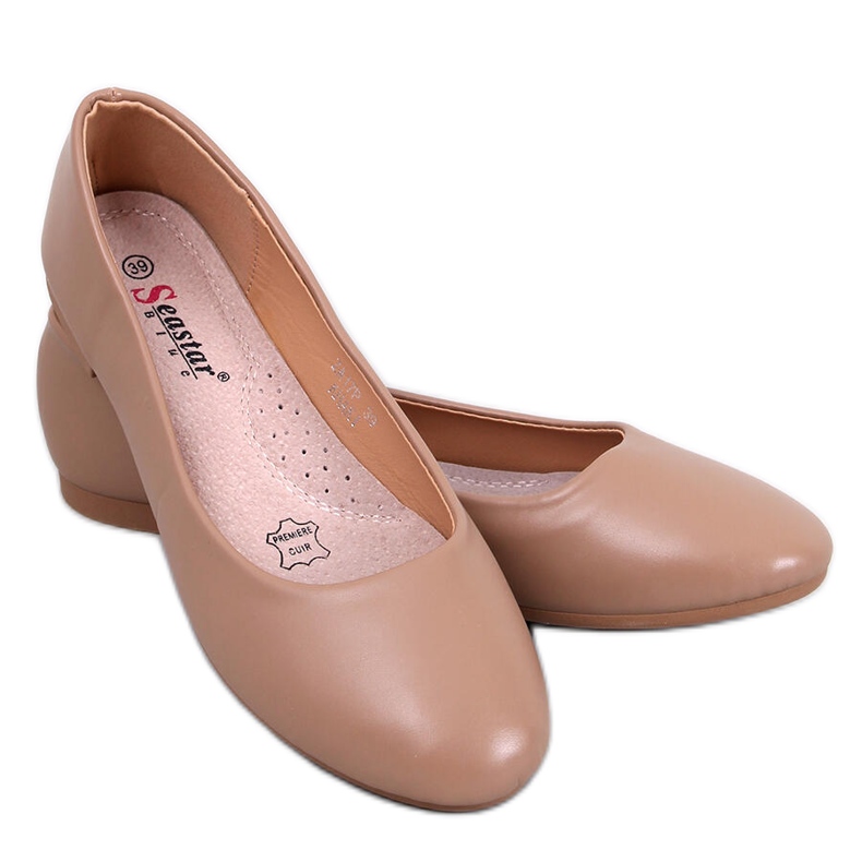 Tova Khaki-Ballerinas mit Lederinnensohle beige