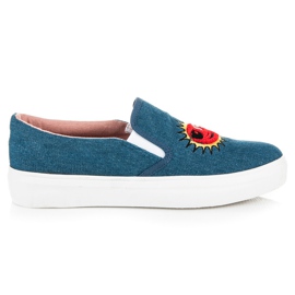 Kylie Denim-Turnschuhe mit Patches blau