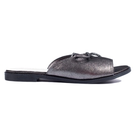Silberglänzende Damen-Flip-Flops