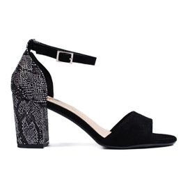 Sergio Leone Elegante Damensandalen aus schwarzem Wildleder