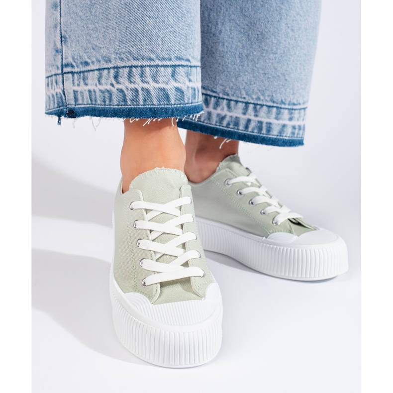 Grüne Plateau-Sneaker für Damen