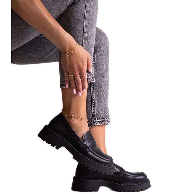 Schwarze Lederschuhe Big Star LL274458