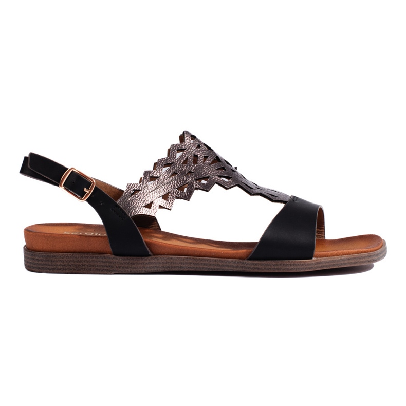 Durchbrochene schwarze Damensandalen von Sergio Leone