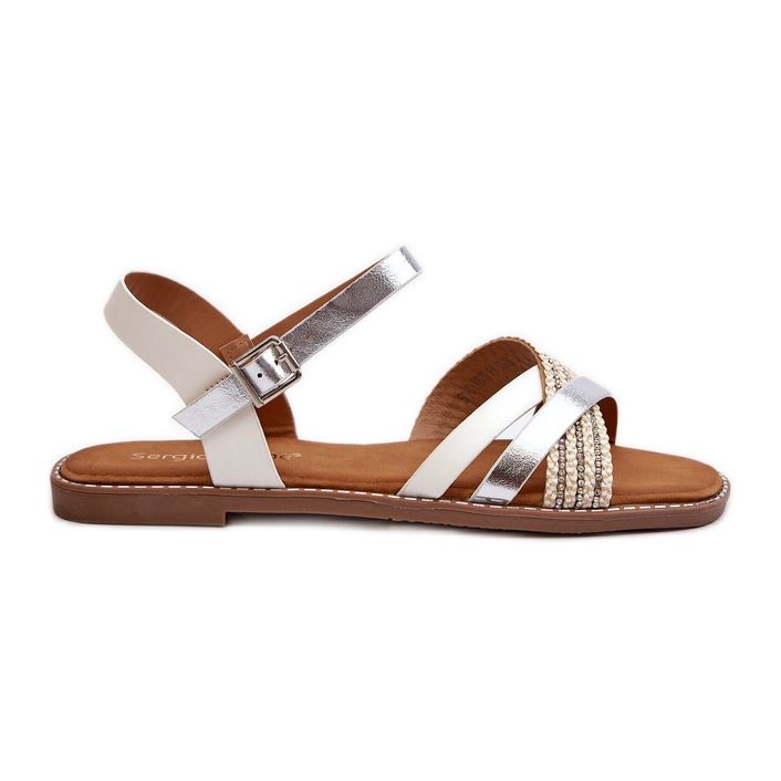 Sergio Leone SK085H Damen-Sandalen aus Öko-Leder, Weiß
