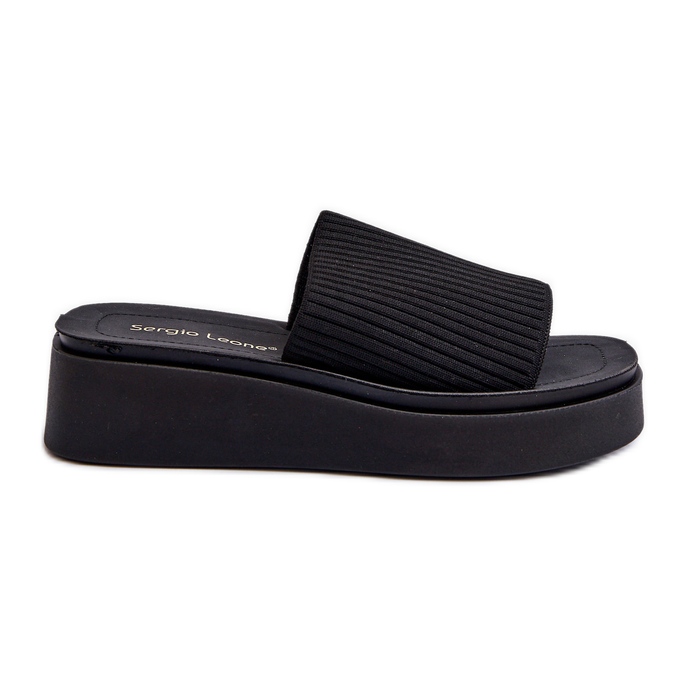 Sergio Leone SK083H Plateau-Flip-Flops für Damen, Schwarz