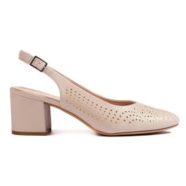 Durchbrochene Pumps mit hohen Absätzen von Sergio Leone beige