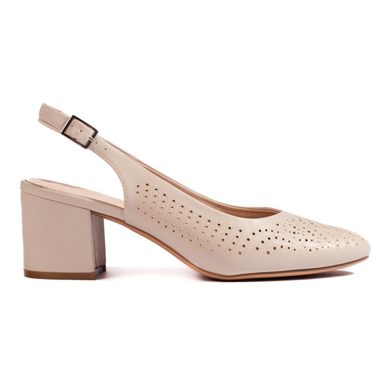 Durchbrochene Pumps mit hohen Absätzen von Sergio Leone beige