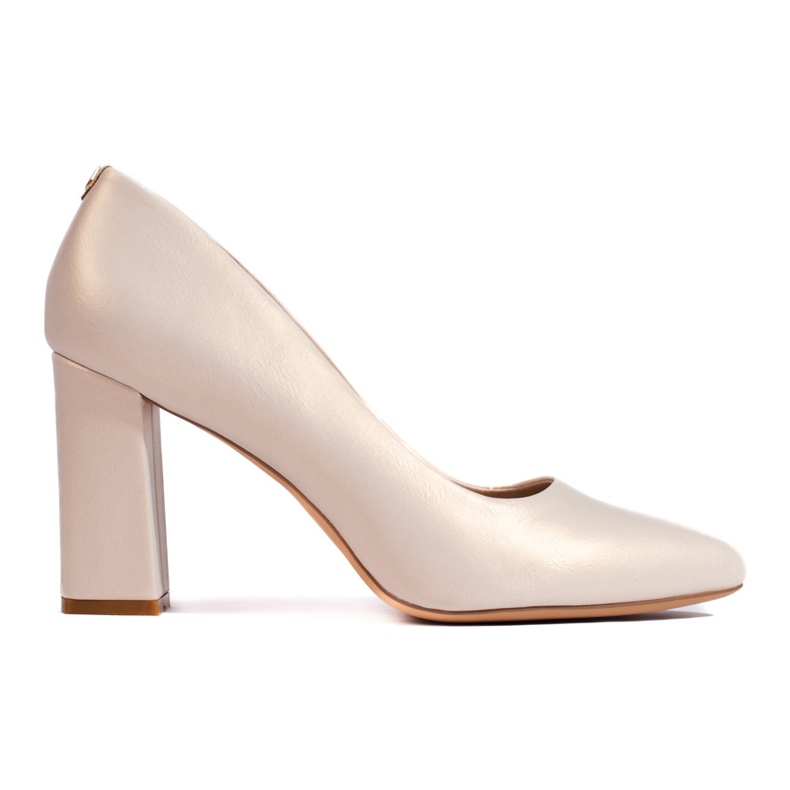 Cremefarbene Pumps mit dickem Absatz von Sergio Leone beige