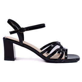 Schwarze, elegante Sandalen mit niedrigem Absatz von Sergio Leone