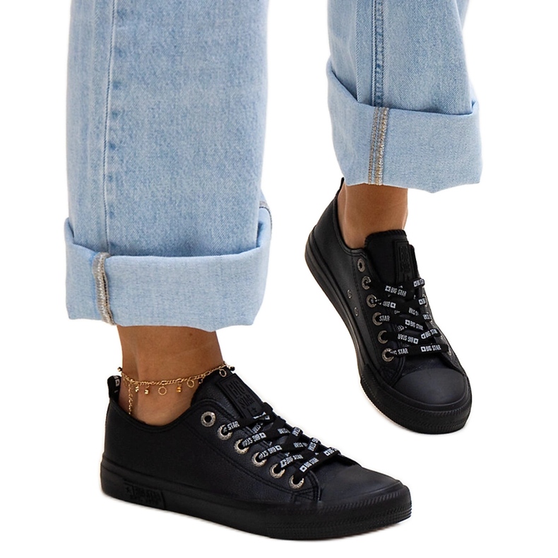 Schwarze Öko-Leder-Sneaker Big Star KK274106