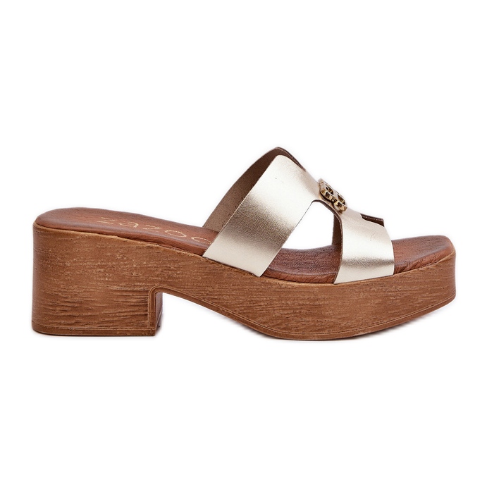 Zazoo 40412 Elegante Damen-Flip-Flops aus Leder mit Goldverzierung golden