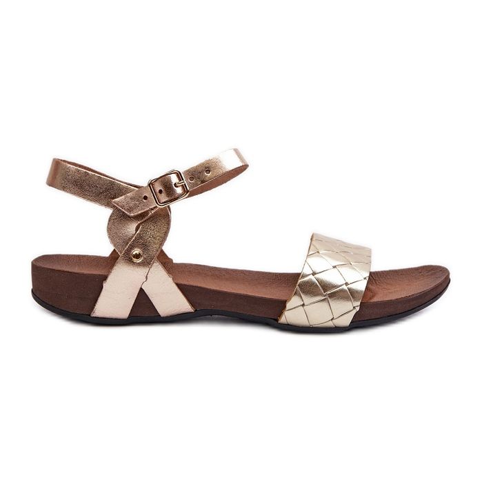 Zazoo 40027 Flache Damen-Ledersandalen, Gold golden