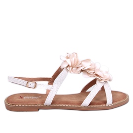 Amaur Beige Sandalen mit zarten Blumen