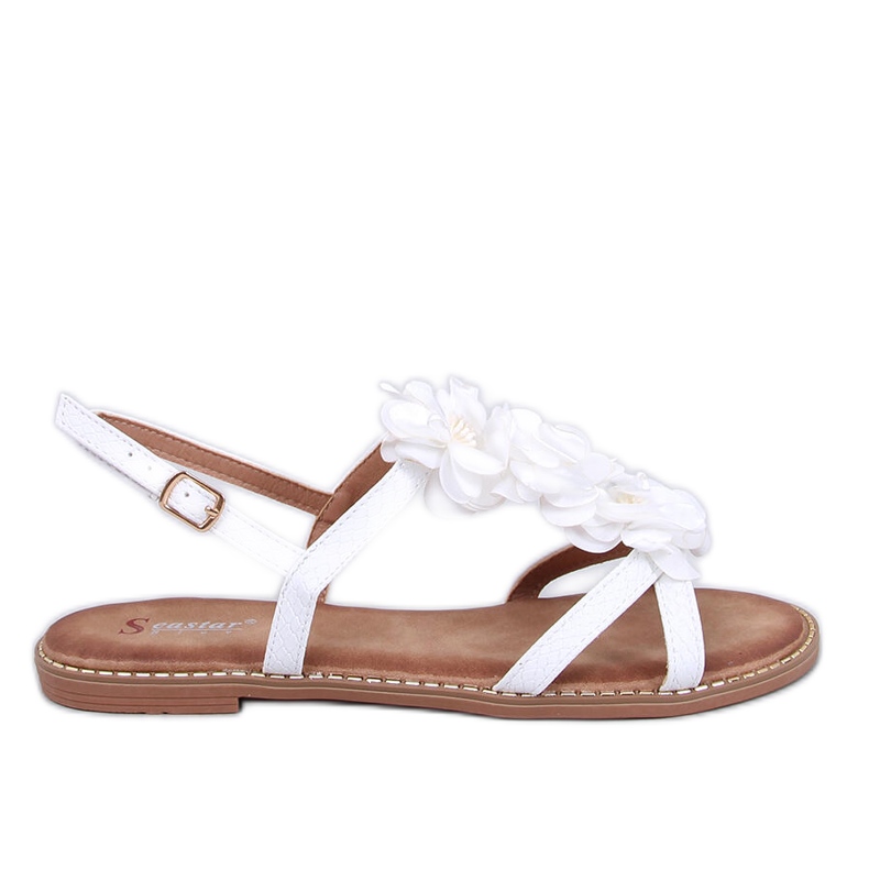 Amaur Weiße Sandalen mit zarten Blumen