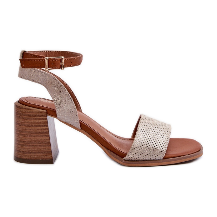 Damen-Sandalen mit hohem Absatz aus Öko-Wildleder, Gold Ronvia golden