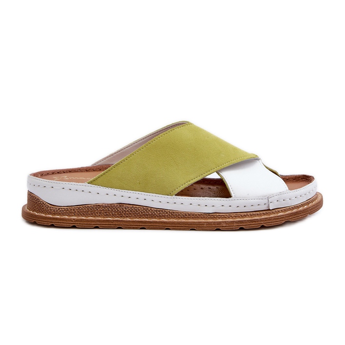 Lederprofilierte Flip-Flops Maciejka 04986-11 Limette weiß