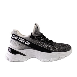 Weiße und graue, glänzende, massive Sneakers von Senai schwarz