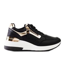 Schwarze, durchbrochene Danai-Keilsneaker