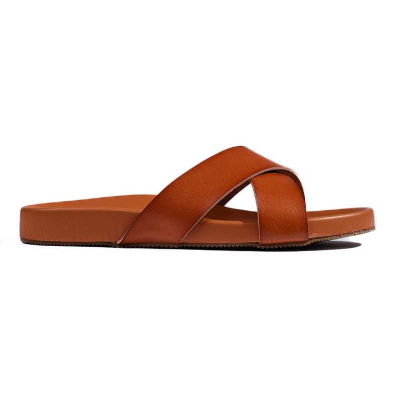 Kamelfarbene Damen-Flip-Flops mit breiten Riemen von Sergio Leone braun