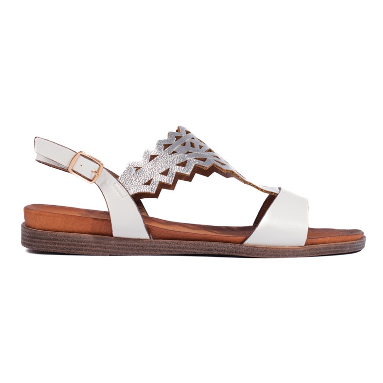 Durchbrochene Damensandalen in Weiß und Silber von Sergio Leone