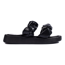 Schwarze Flip-Flops mit dicker Sohle