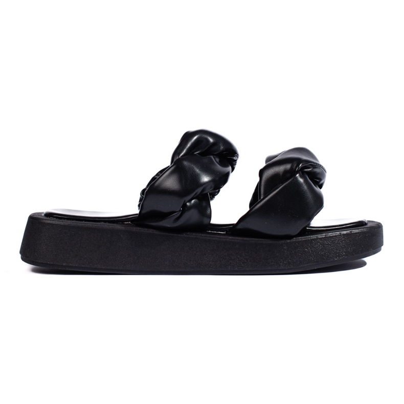Schwarze Flip-Flops mit dicker Sohle