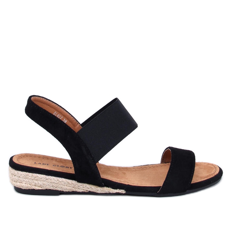 Schwarze Espadrille-Sandalen mit niedrigem Keilabsatz von Amalf