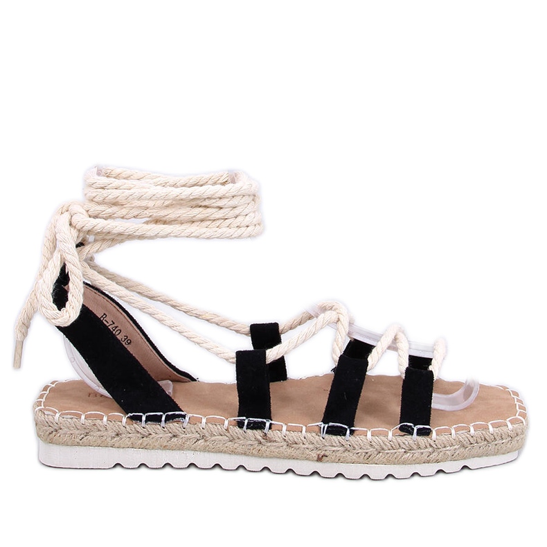 Schwarze Espadrille-Sandalen mit Schnürung von Zakaris
