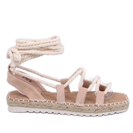 Aprikosenfarbene Espadrille-Sandalen mit Schnürung von Zakaris beige