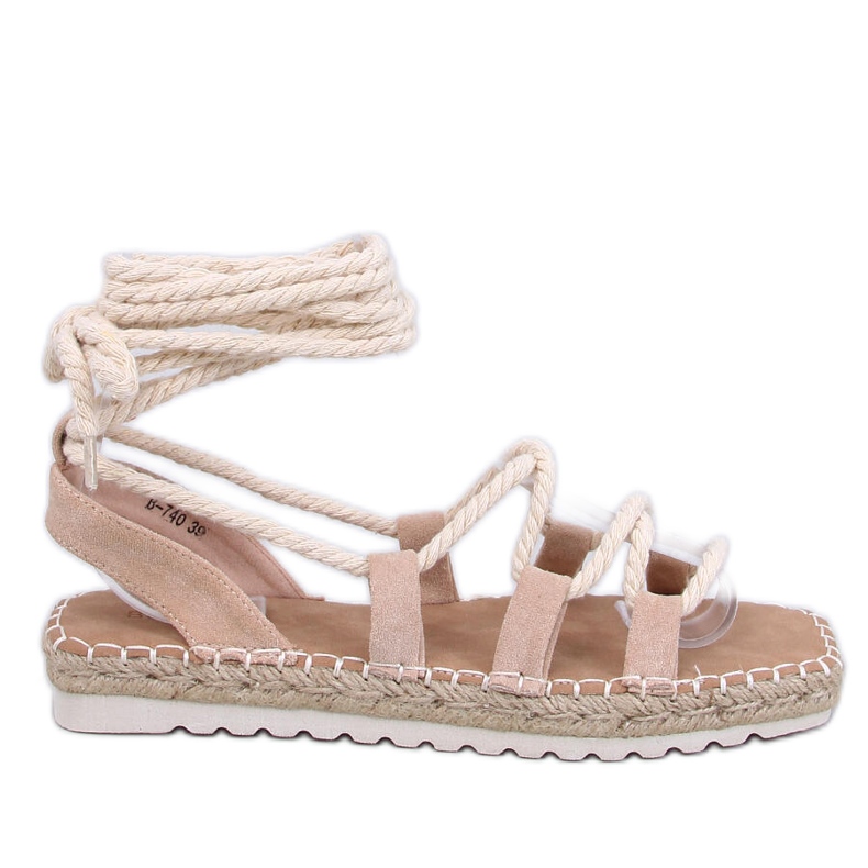 Aprikosenfarbene Espadrille-Sandalen mit Schnürung von Zakaris beige