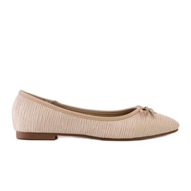 Beige Ballerinas mit Schleife und Ledereinsatz von Rosaly
