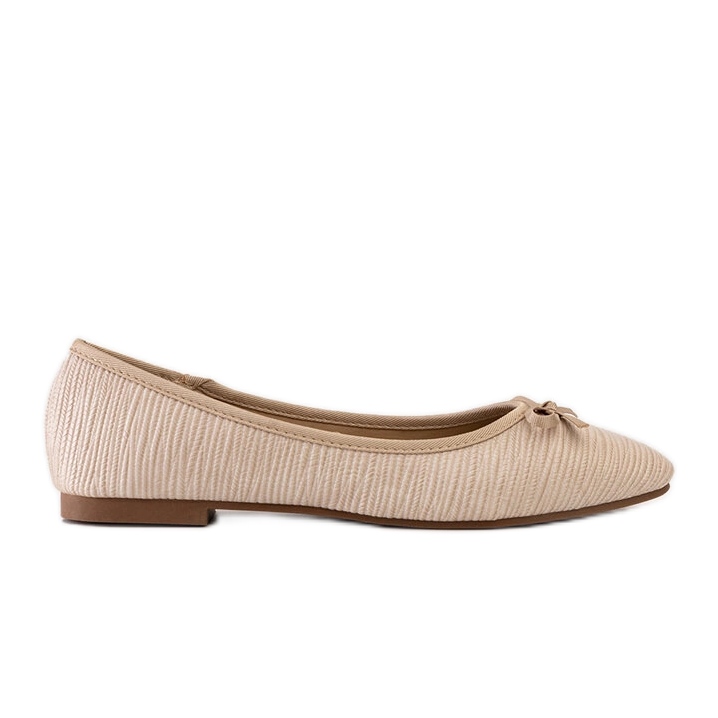 Beige Ballerinas mit Schleife und Ledereinsatz von Rosaly