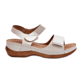 Evento Bequeme Damensandalen mit Klettverschluss, Beige Iphiope silber-
