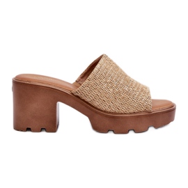 Beige Titantha Damen-Flip-Flops mit geflochtenen High Heels