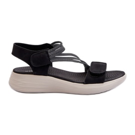 Evento Bequeme Damen-Sandalen mit Klettverschluss in Schwarz von Eladora