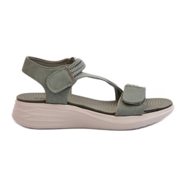 Bequeme Damen-Sandalen mit Klettverschluss in Grün von Eladora