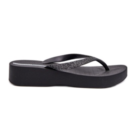 Damen-Flip-Flops mit Glitzerriemen 83386 Ipanema Mesh Chic Plat Fem Schwarz