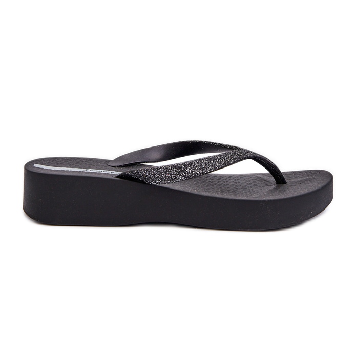 Damen-Flip-Flops mit Glitzerriemen 83386 Ipanema Mesh Chic Plat Fem Schwarz