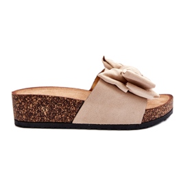 Seastar Beige Damen-Flip-Flops auf Kork-Plateau mit Schleife