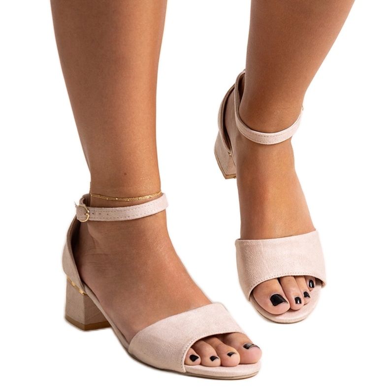 Beige klassische Kinsela-Sandalen mit hohen Absätzen