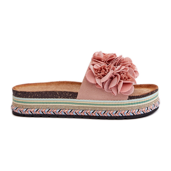 Mit Blumen verzierte Damen-Plateau-Flip-Flops, Pink Nodina rosa