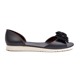 Damen-Ballerinas aus Gummi mit Schleife, Schwarz Georia