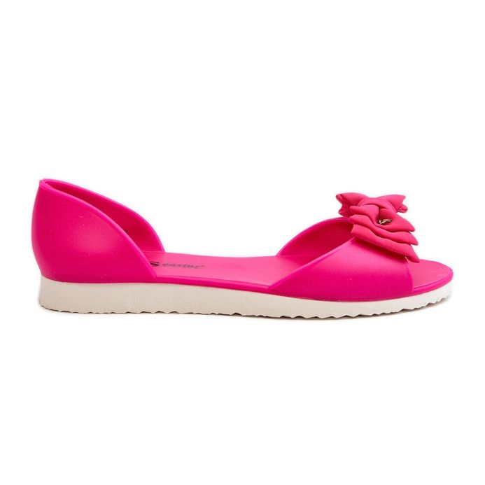 Damen-Ballerinas aus Gummi mit Schleife, Fuchsia Georia rosa