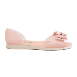 Damen-Ballerinas aus Gummi mit Schleife, Hellrosa Georia