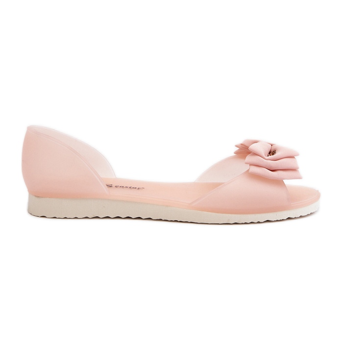 Damen-Ballerinas aus Gummi mit Schleife, Hellrosa Georia