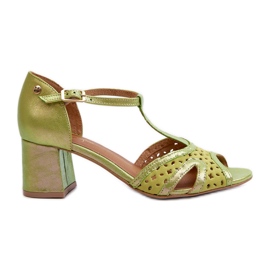 Damen-Ledersandalen mit hohem Absatz Maciejka 06551-09 Limette grün